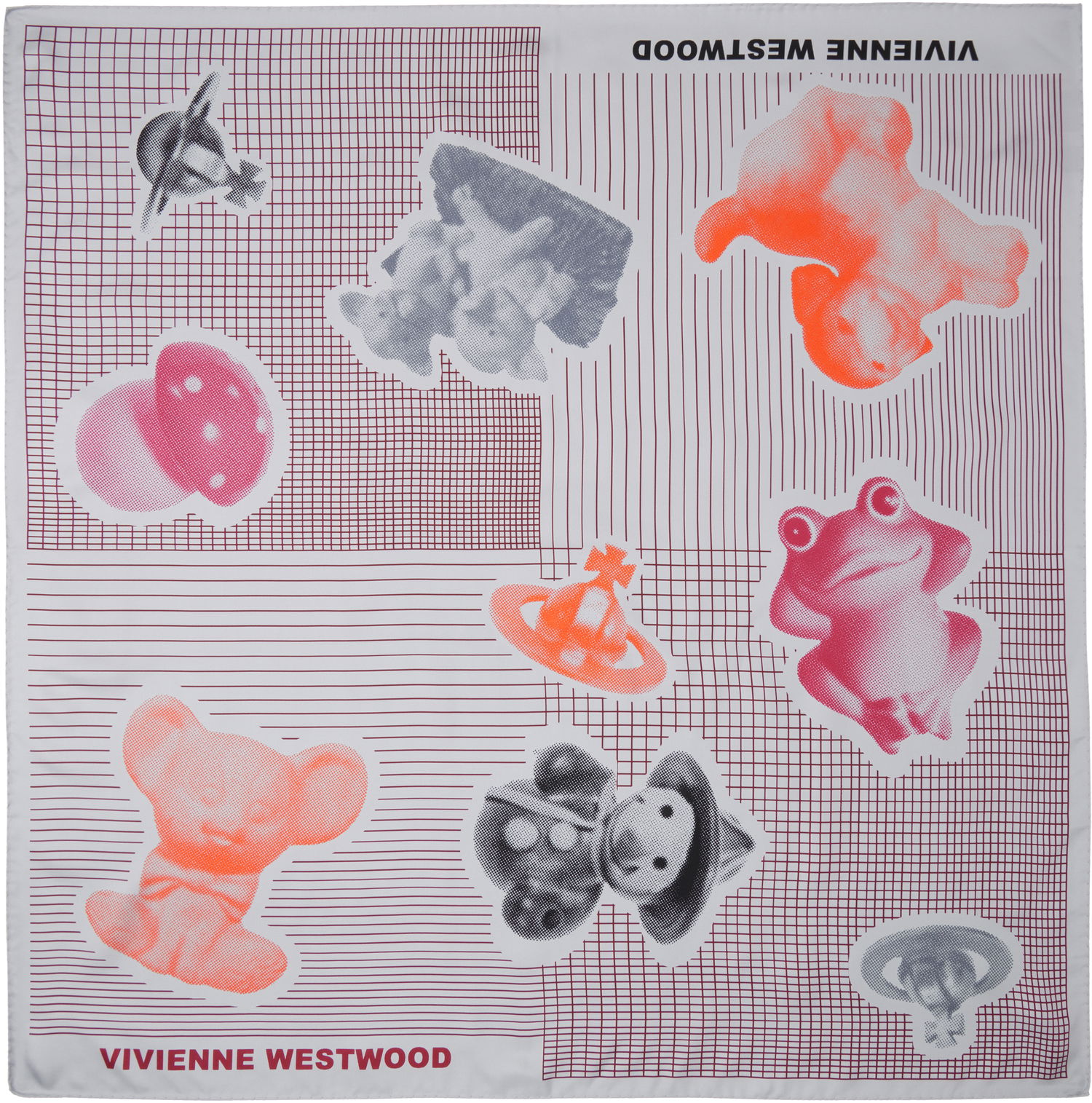 Šál Vivienne Westwood Vivienne Westwood Figurine Print Silk Twill Square Scarf Biela | 81030034-W014R-, 0
