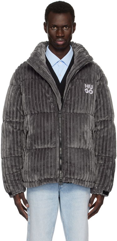 Prešívaná bunda BOSS Faux-Fur Puffer Jacket Šedá | 50521464, 0