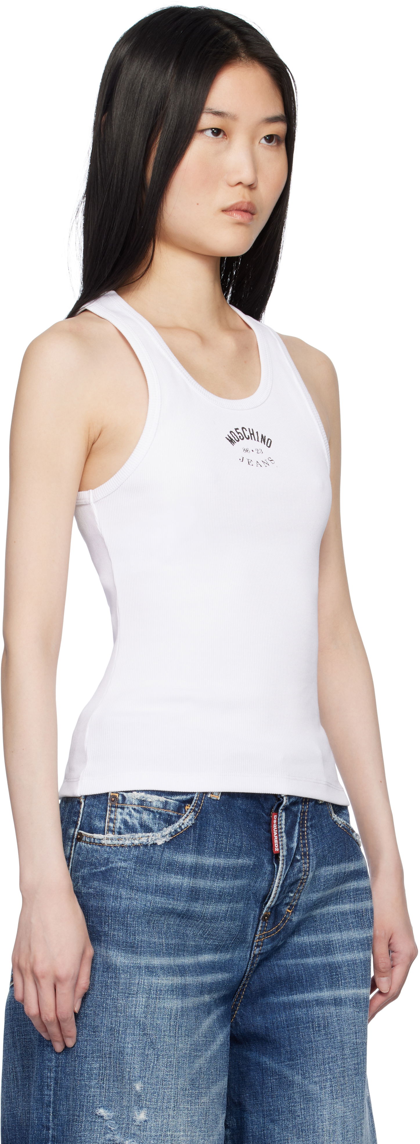 Tielko Moschino Stretch Cotton Tank Top Biela | 251K10804, 1