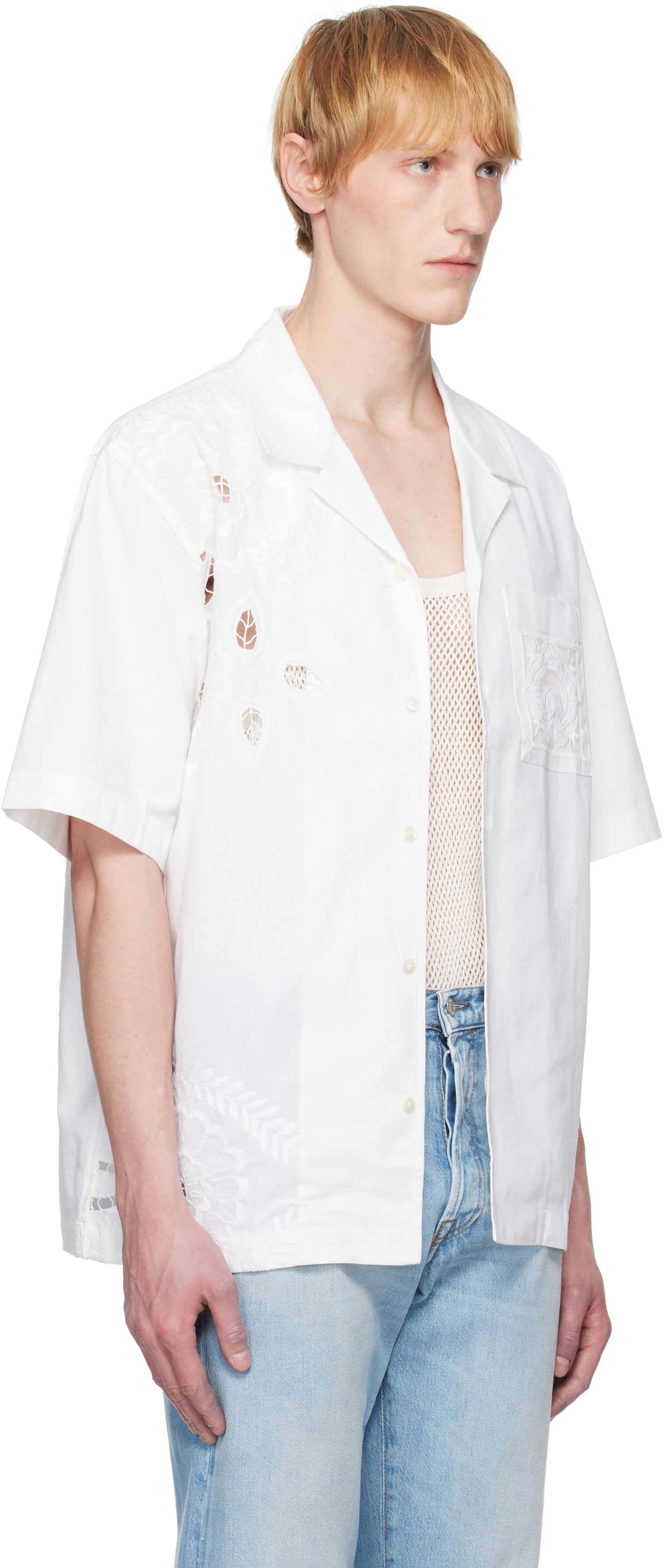 Košeľa Marine Serre Marine Serre Regenerated Linen Bowling Shirt Biela | USI016A UWOV0007, 1