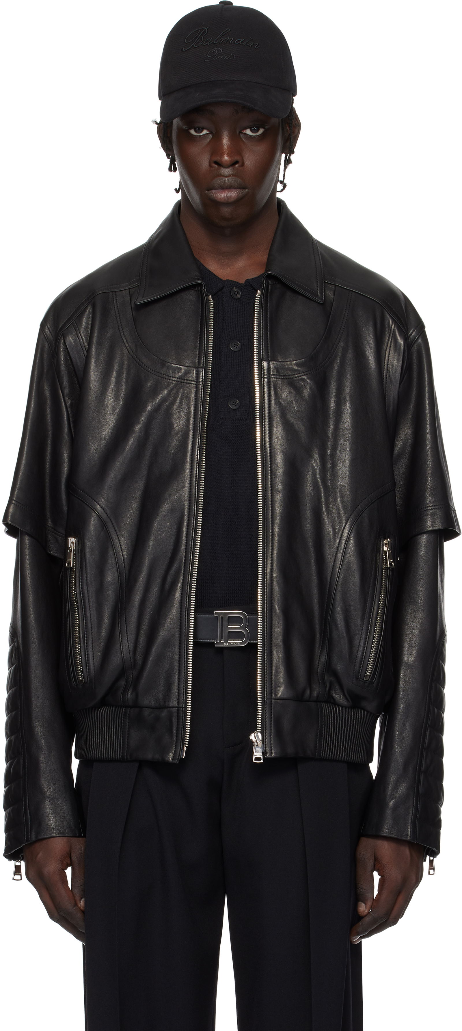 Balmain Layered Leather Jacket