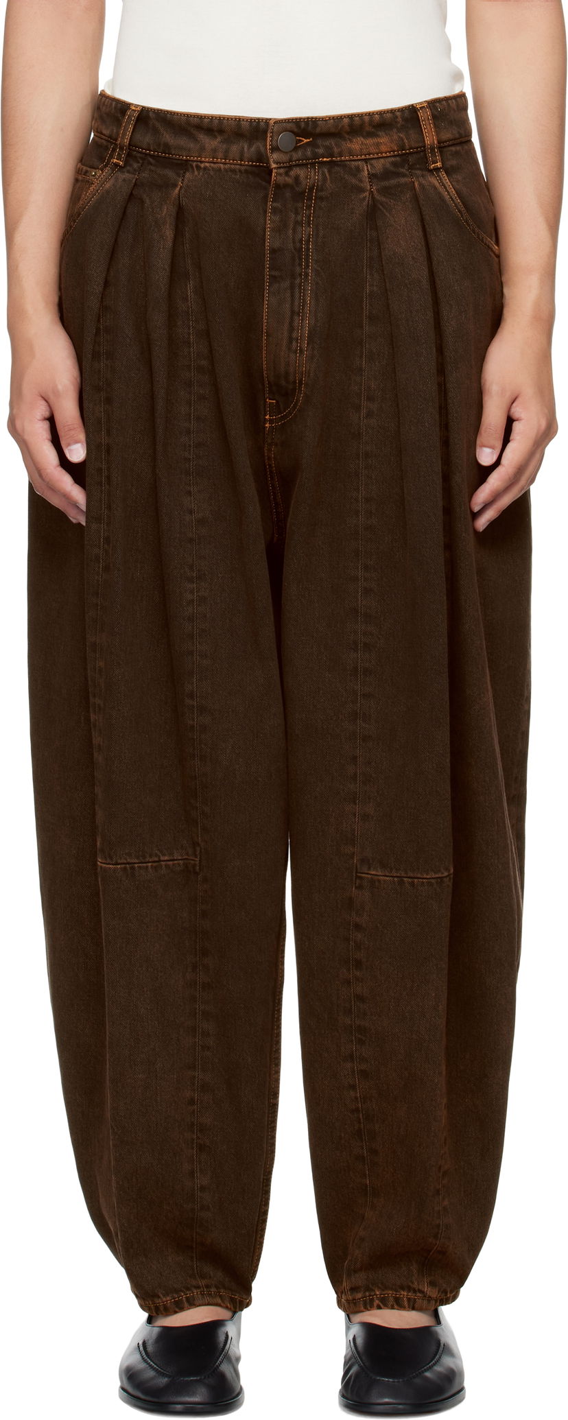 Nohavice HED MAYNER Hed Mayner Pleated Denim Trousers Hnedá | HMMB67030A-HB252