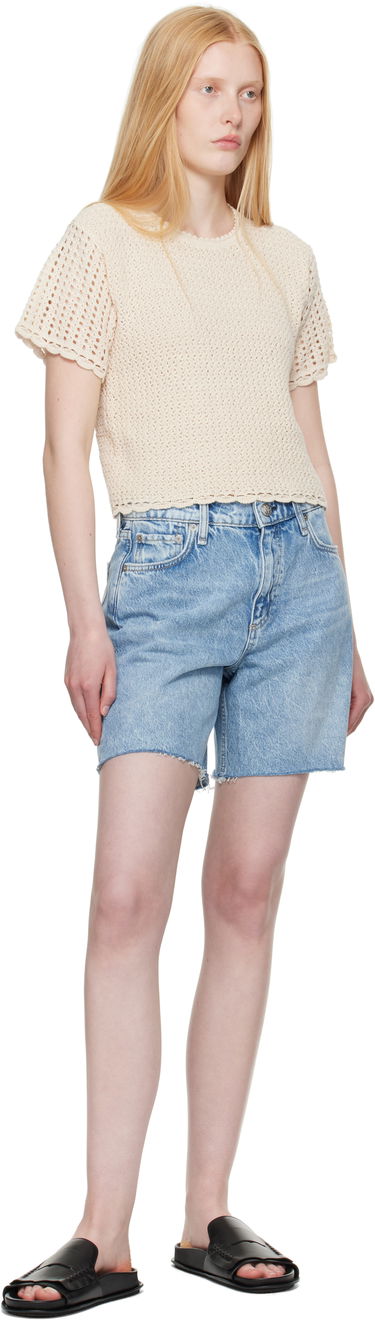 Tričko rag & bone rag & bone Khloe Open Knit Short Sleeve T-shirt Béžová | WAS25P016BR16, 3