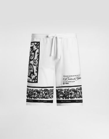 Šortky Dolce & Gabbana Dolce & Gabbana Double Piqué Bermuda Shorts with Majolica Print Biela | GV37ATII7HNHX5DQ, 0