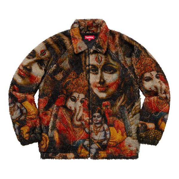 Bomber bunda Supreme Faux Fur Jacket with Hindu Deities Print Rôznofarebný | SUP-FW19-10693