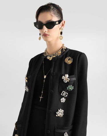 Bunda Dolce & Gabbana Dolce & Gabbana Single-breasted Double Crêpe Brooch-Embellished Jacket Rôznofarebný | F27EEZFU2L8N0000, 3