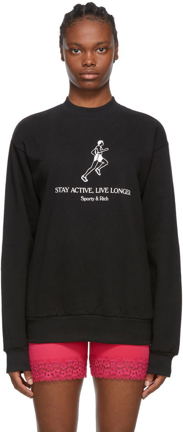 Mikina Sporty & Rich Sporty & Rich 'Live Longer' Sweatshirt Čierna | Live Longer Crewneck, 0