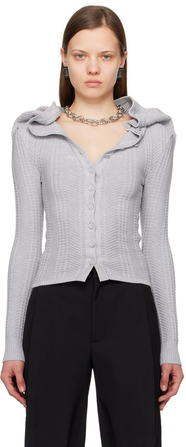 Sveter Y/PROJECT Gray Necklace Cardigan Šedá | 106CN001, 0
