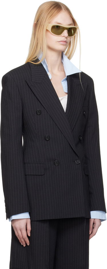 Bunda Acne Studios Acne Studios Double-Breasted Pinstripe Blazer Čierna | AH0300-, 1