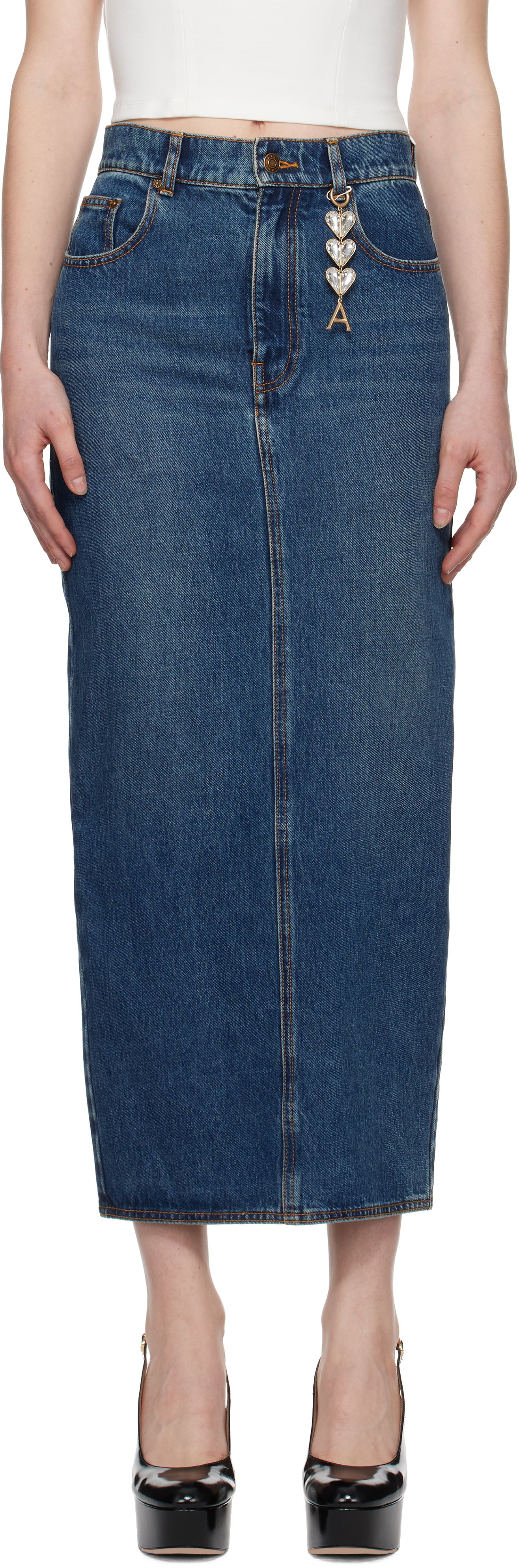Sukňa Area Denim Midi Skirt With Zipper Modrá | PF24AWSK0018DE01, 0