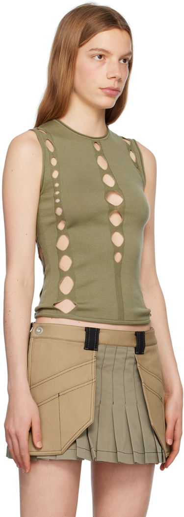 Tielko Dion Lee Snake Diamond Cutout Tank Top Zelené | C7213P23, 1