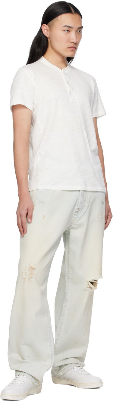 Tričko rag & bone Rag & Bone Classic Cotton Henley T-Shirt Biela | M000T996G, 3