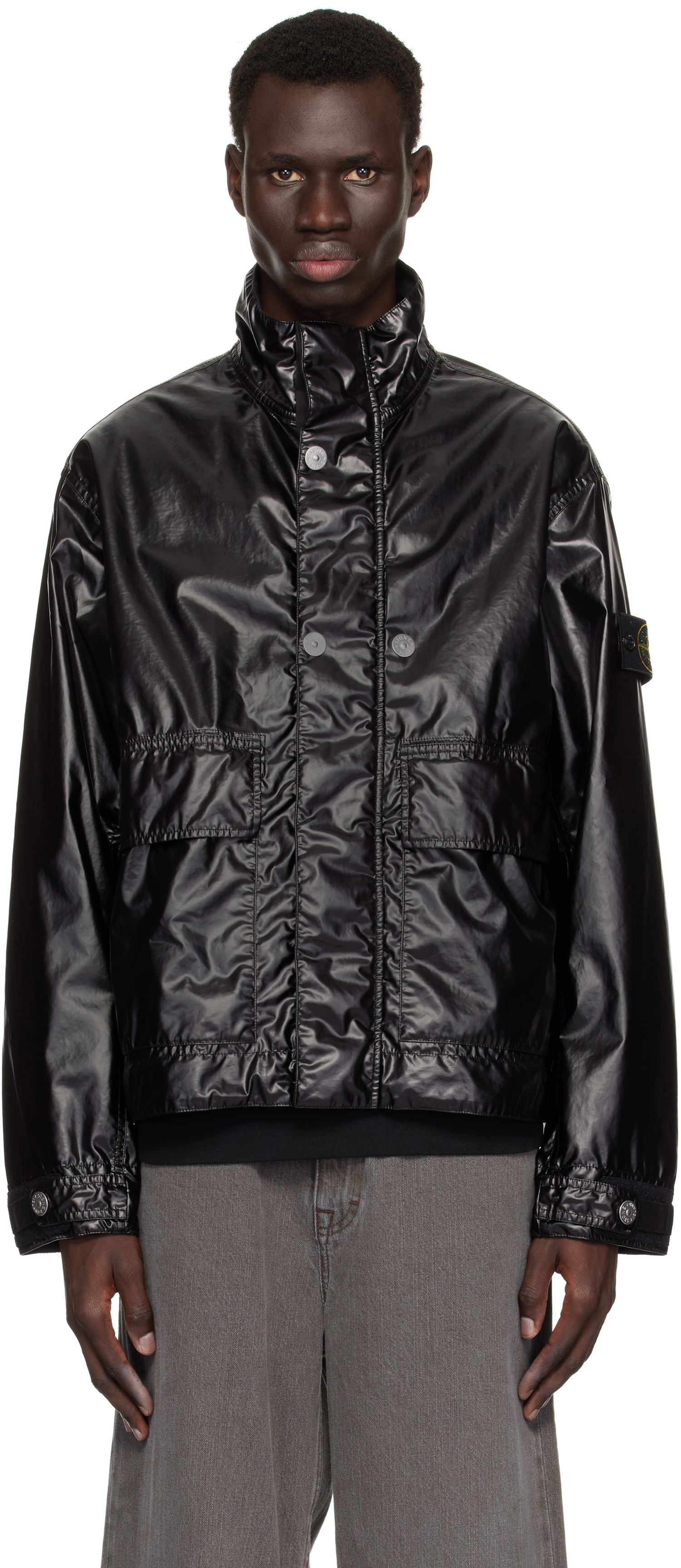 Vetrovka Stone Island Stone Island Mussola Gommata-TC Jacket Čierna | K1S15 4100016 S0022, 0