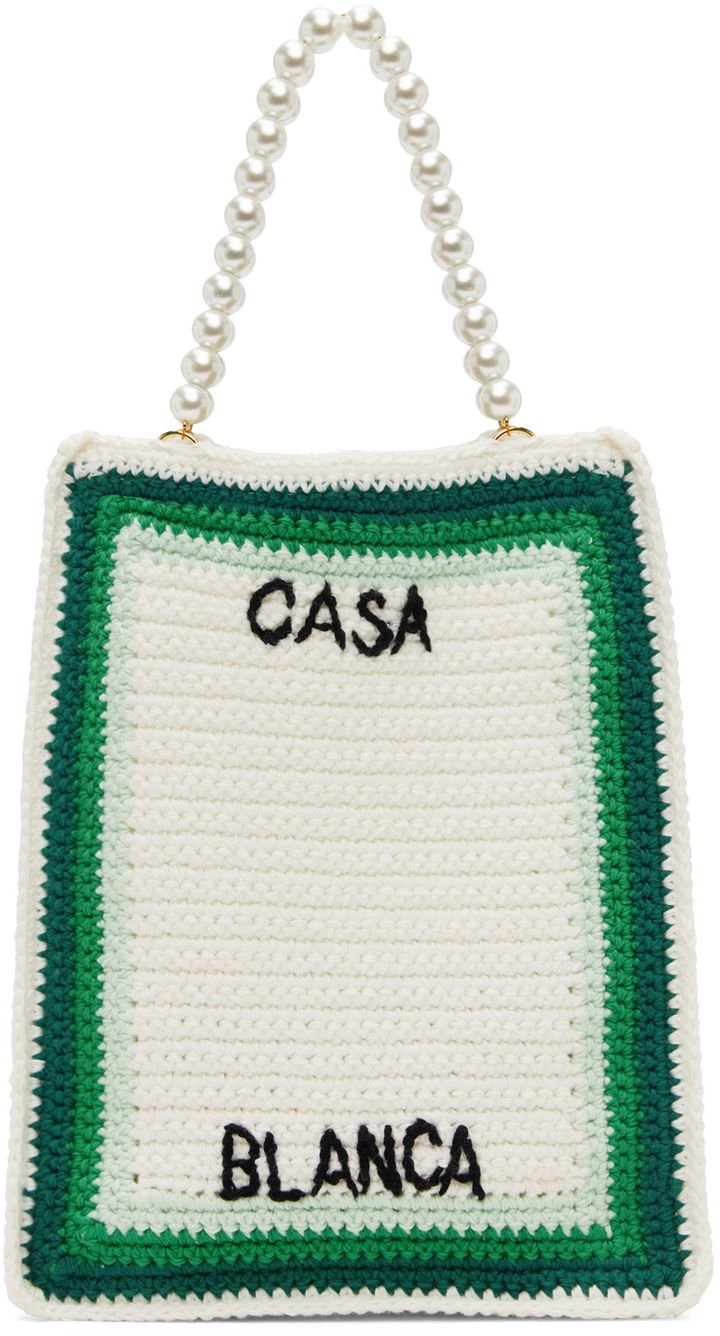 Tote bag Casablanca Mini Crochet Tote Bag Zelené | APS24-BAG-093-01