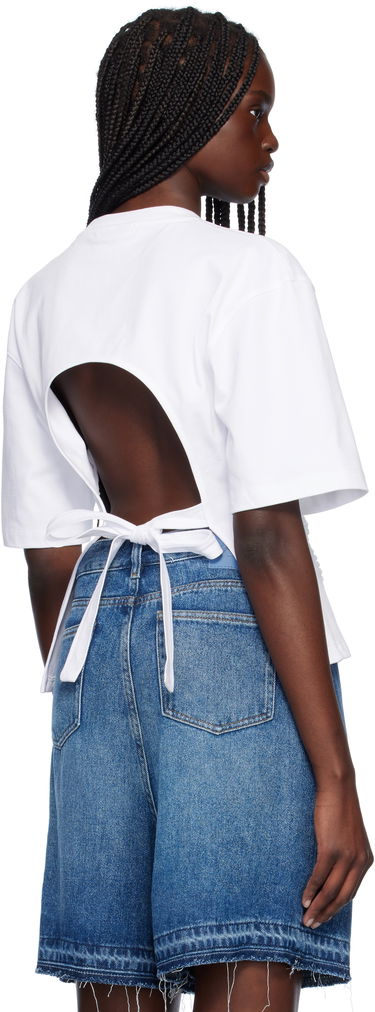 Tričko GANNI Ganni Cotton Tie Back T-Shirt Biela | T4149, 2