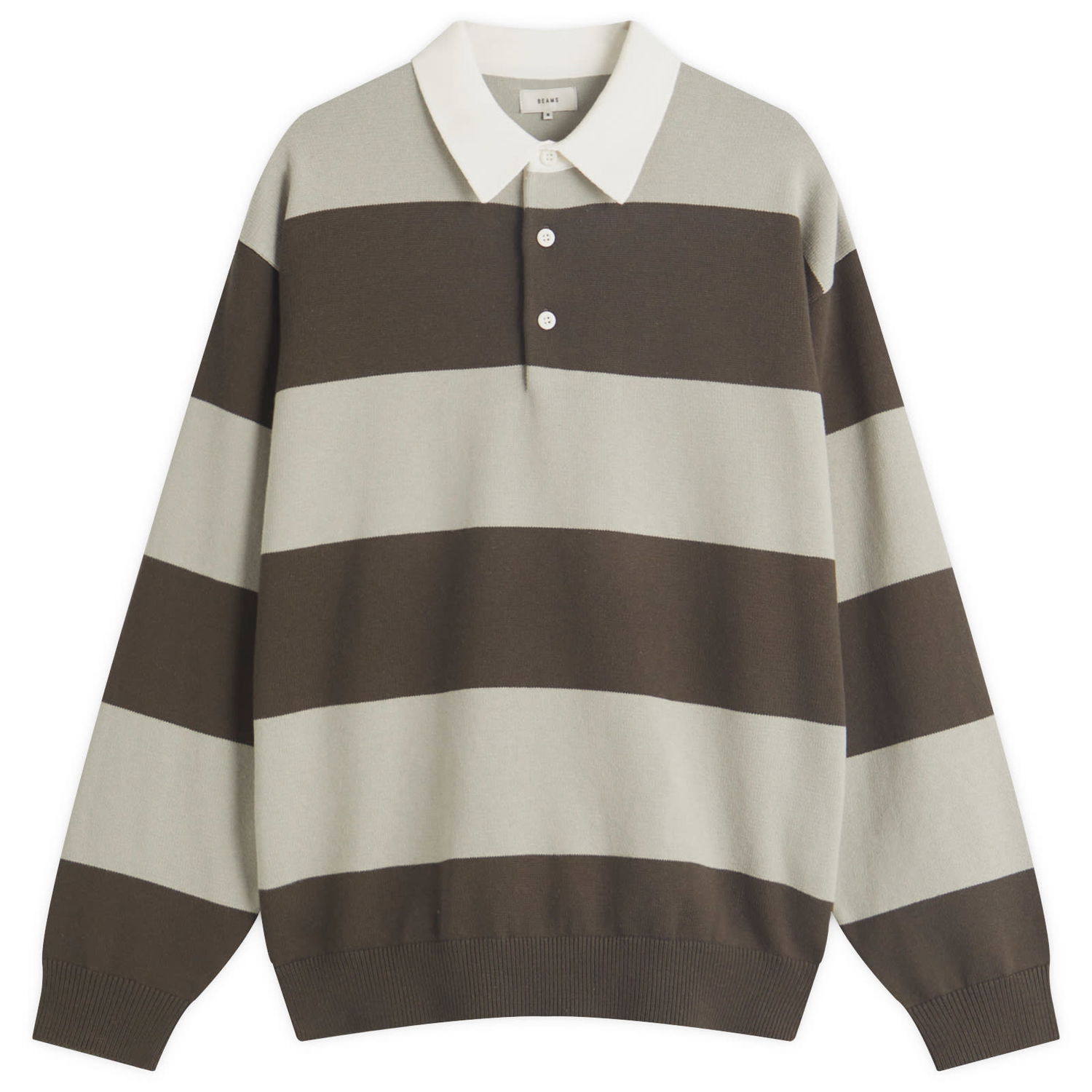 Sveter BEAMS BEAMS Block Stripe Rugby Shirt, Size Large Hnedá | 1115-1793-120-17, 1