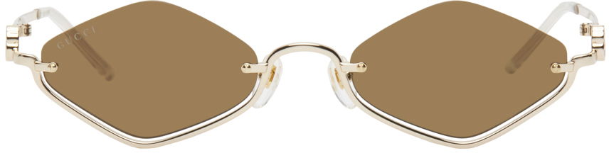 Slnečné okuliare Gucci Gold Geometric Sunglasses Metalická | GG1604S, 0