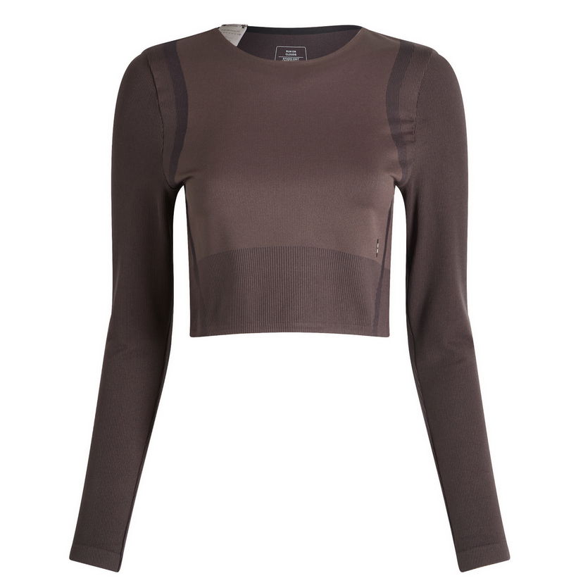 Crop Top On Running Studio Knit Long Sleeve Crop Top Hnedá | 1WF10263573