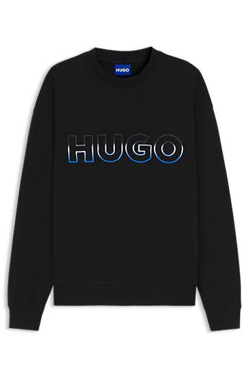 Mikina BOSS Cotton-terry sweatshirt with ombré logo embroidery Čierna | 50549148