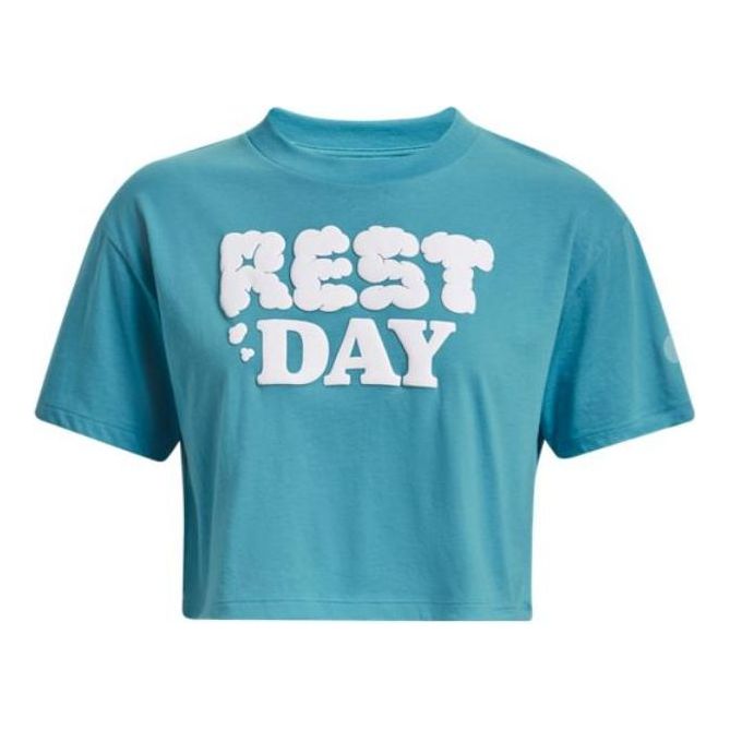 Crop Top Under Armour Rest Day Cropped Graphic T-Shirt Modrá | 1376747-433, 0