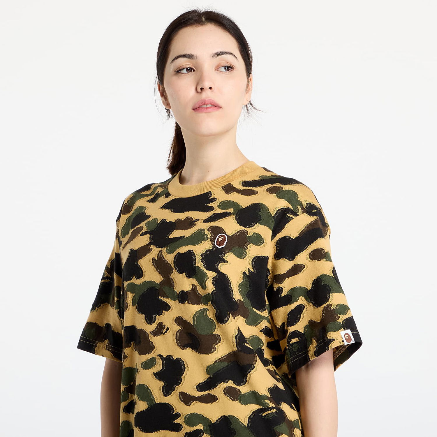 Tričko BAPE A BATHING APE 1St Camo Jacquard Ape Head Relaxed Fit Tee Žltá | 001CSL301304MYEL, 1