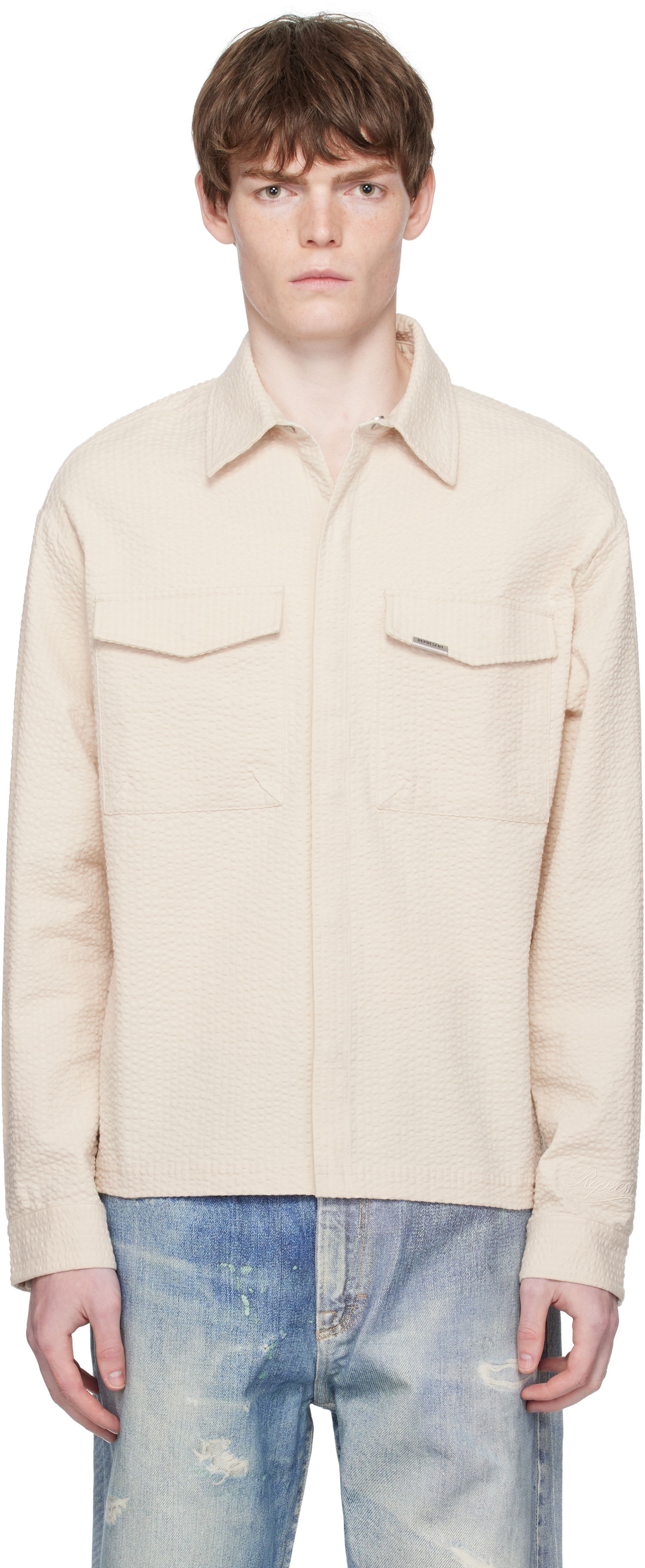 Košeľa Represent Clo Represent Textured Long Sleeve Shirt Béžová | MLM100312, 0