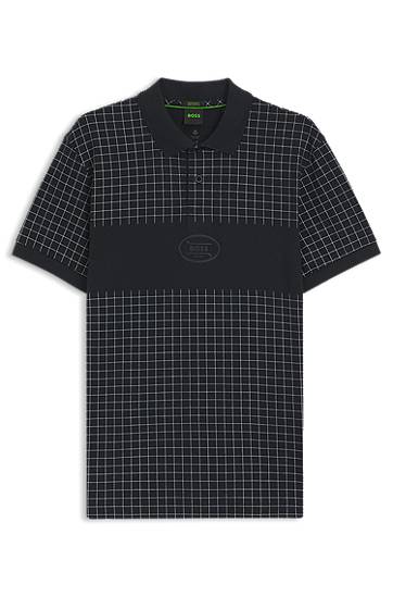 Polo tričko BOSS Regular Fit Checked Pima Cotton Polo Shirt Čierna | 50544478, 0