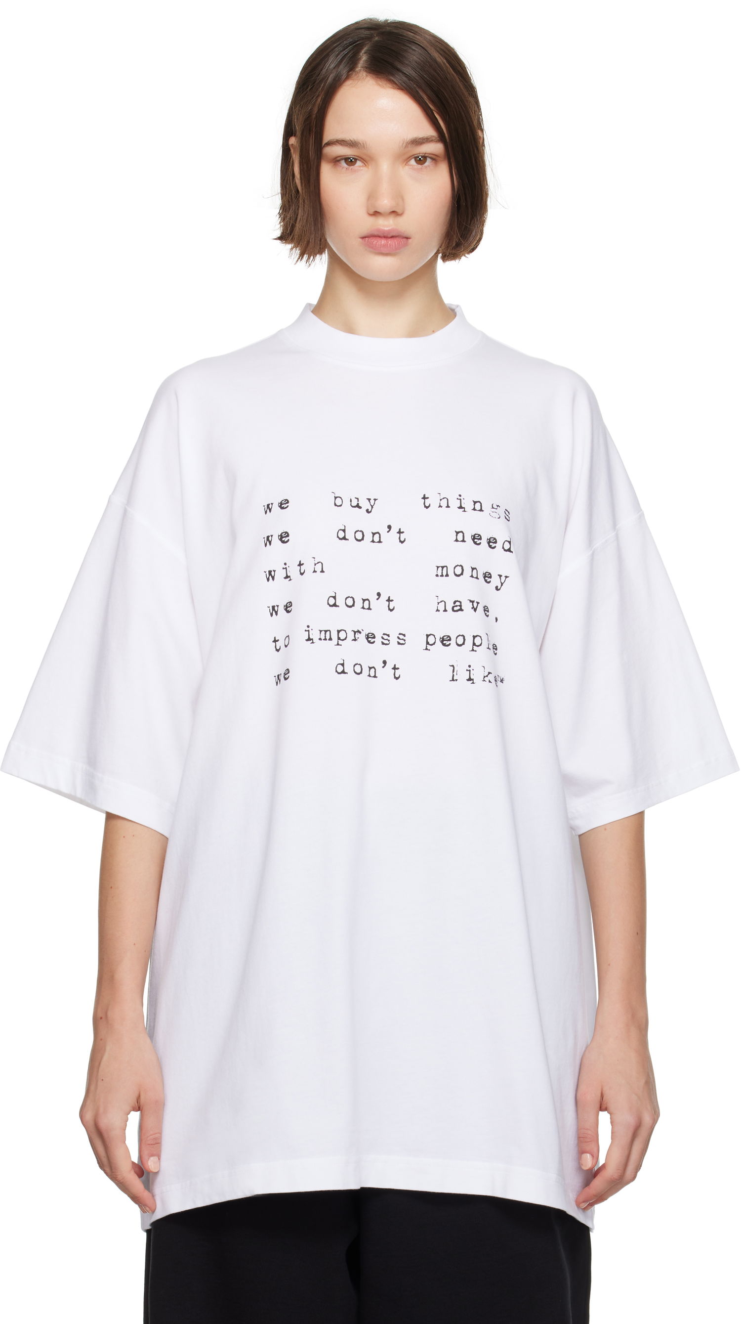 Tričko VETEMENTS Oversized Print T-Shirt Biela | UA66TR625W, 0