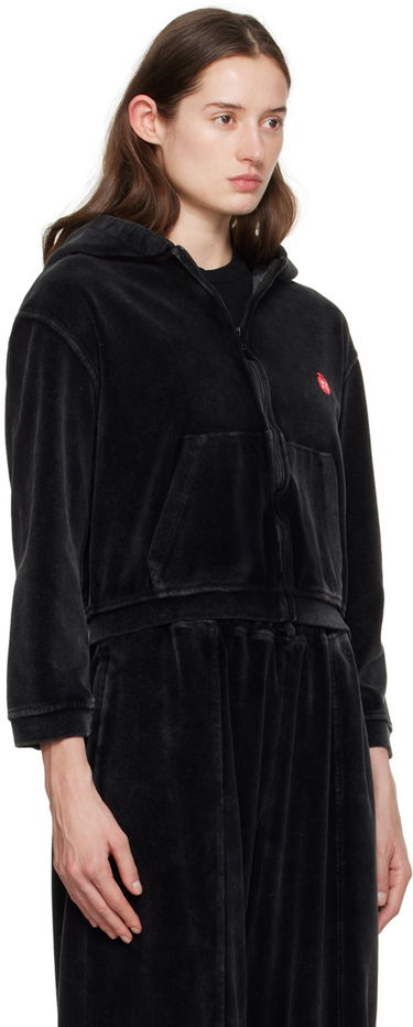 Mikina Alexander Wang Shrunken Velour Zip Hoodie Čierna | 4CC1242075, 1