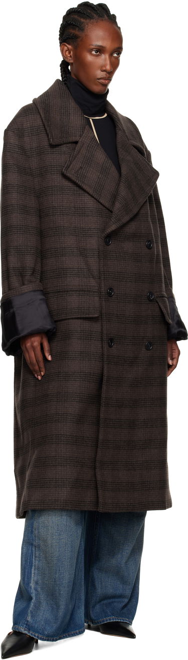Kabáty Maison Margiela MM6 Maison Margiela Checked Double-Breasted Coat Hnedá | S52AA0190 M35472, 3