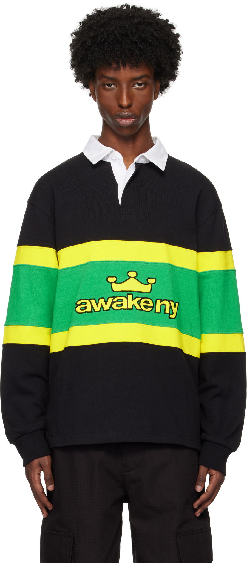 Polo tričko Awake NY Crown Logo Rugby Polo Čierna | AWK-FW24-TP004