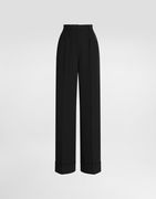 High-Waisted Pleated Cuffed Wide-Leg Wool Gabardine Trousers