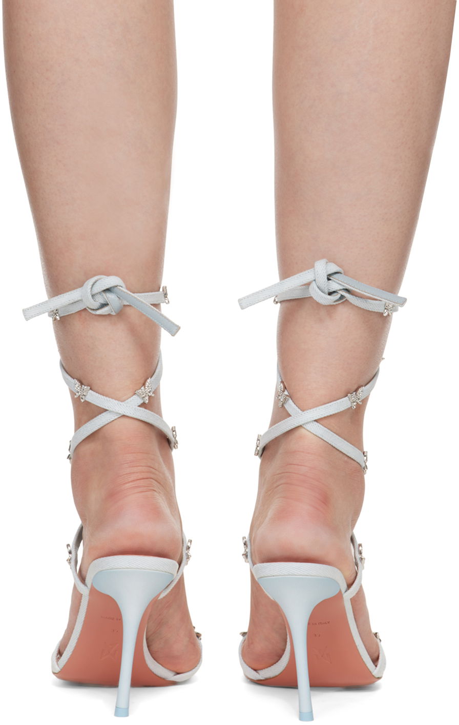 Starostlivosť o obuv Amina Muaddi Amina Muaddi Debora Lace-Up Denim Heeled Sandals Modrá | DEBORA LACE UP ROUNDED DEN, 1
