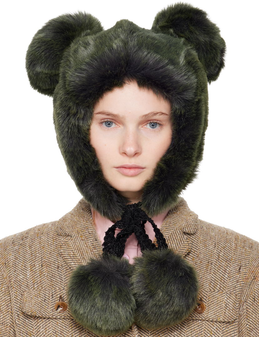 Klobúk Anna Sui Anna Sui SSENSE Exclusive Faux Fur Teddy Bear Hat Zelené | S625Z93