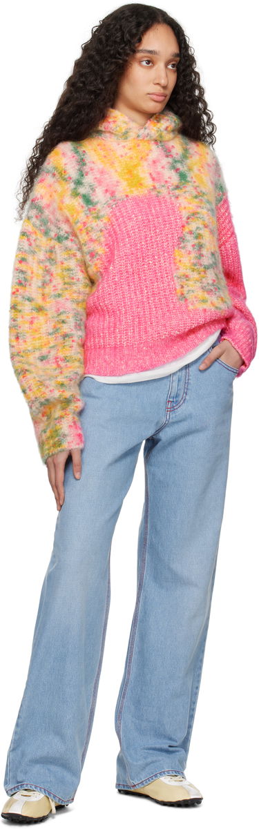Sveter ERL ERL Bicolor Swirl Knit Hoodie Ružová | ERL10N008, 3