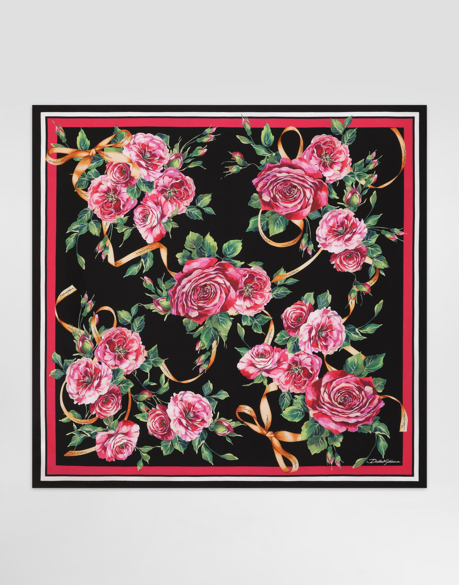 Šál Dolce & Gabbana Dolce & Gabbana Rose-Print Silk Twill Square Scarf Rôznofarebný | FN090RGDCUJHD5JA, 0