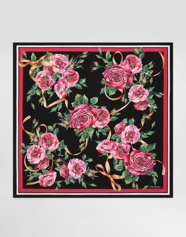Šál Dolce & Gabbana Dolce & Gabbana Rose-Print Silk Twill Square Scarf Rôznofarebný | FN090RGDCUJHD5JA, 0