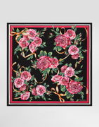 Dolce & Gabbana Rose-Print Silk Twill Square Scarf