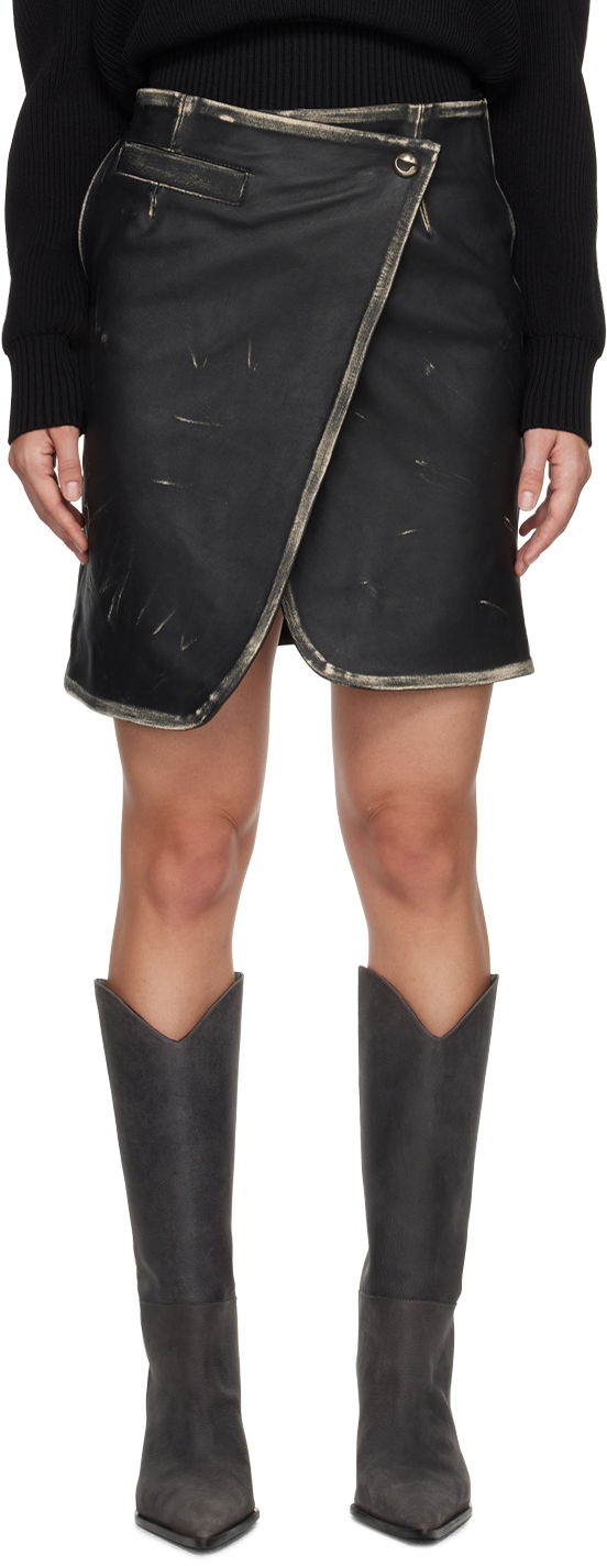 Sukňa Coperni Coperni Leather Wraparound Mini Skirt Čierna | COPJ60F6017, 0