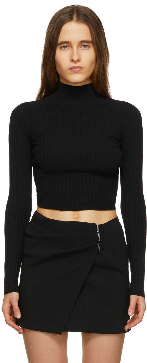 Tričko Dion Lee Ribbed Knit Turtleneck Crop Top Čierna | A7548R22, 0