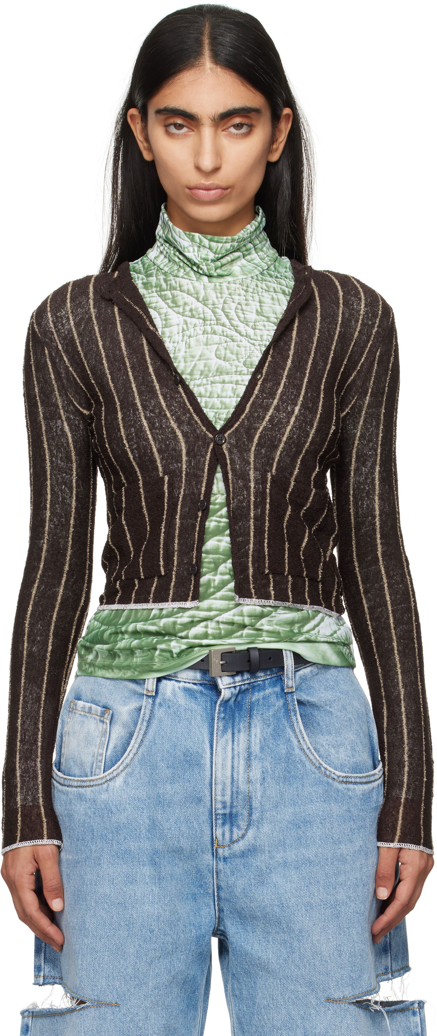 Sveter Maison Margiela Pinstripe Cardigan Hnedá | S62HP0020 M13077, 0