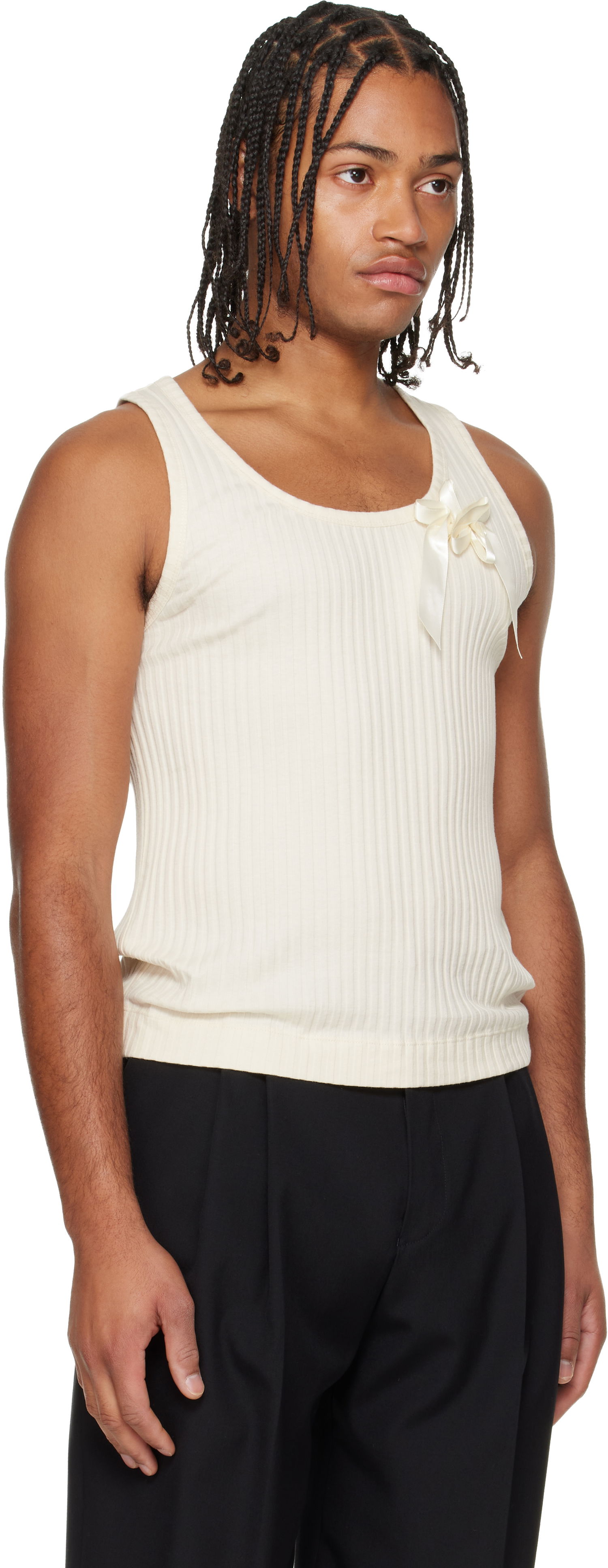 Tielko Simone Rocha Ribbed Ribbon Daisy Tank Top Biela | 5377 1230, 1