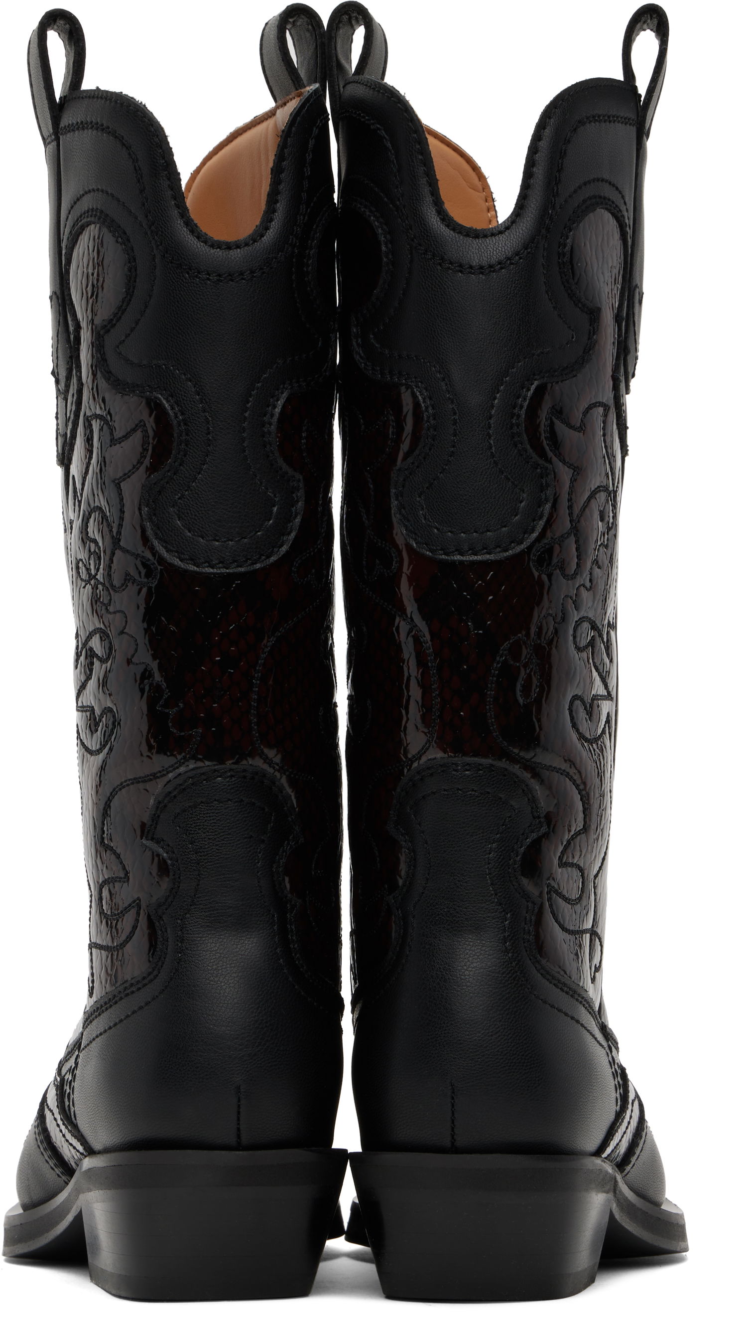 Oblečenie GANNI GANNI Mid Shaft Embroidered Western Boots Čierna | S2857, 1