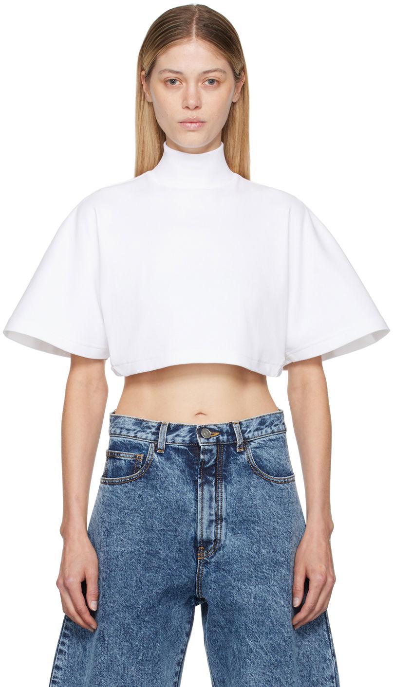 Tričko Alaïa ALAÏA White Highneck T-Shirt Biela | AA9H04556J068, 0