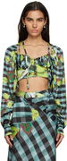 Ottolinger Lemon Gingham Tie-Front Crop Top