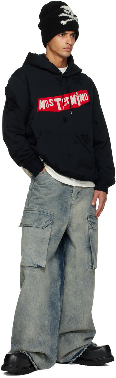 Mikina Mastermind WORLD Distressed Hoodie Čierna | MW25S15-SW008-002, 3