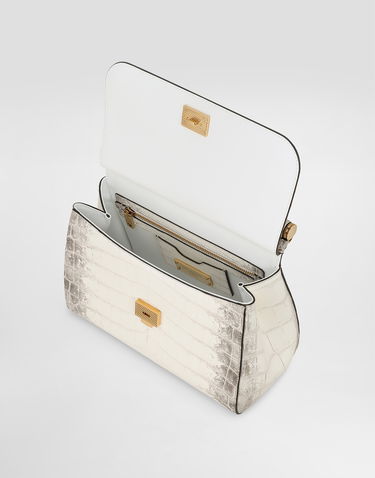 Kabelka Dolce & Gabbana Dolce & Gabbana Sicily Large Crocodile Leather Handbag Biela | BB6002B2EM180001, 3