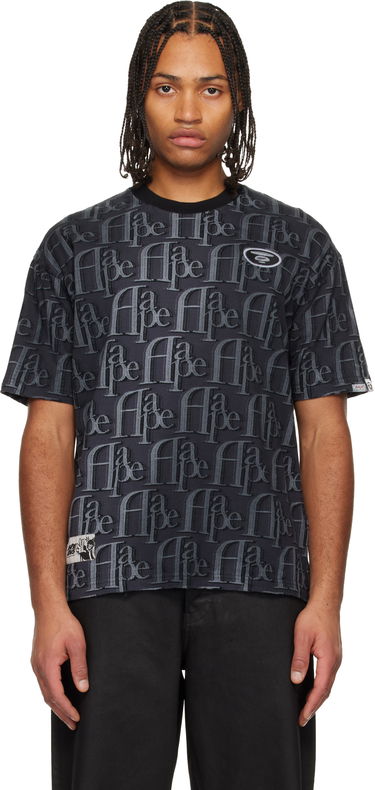 Tričko AAPE by A Bathing Ape Moonface Logo Embossed Monogram Short-Sleeve T-shirt Čierna | AAPTEM1664XXNBKE, 0