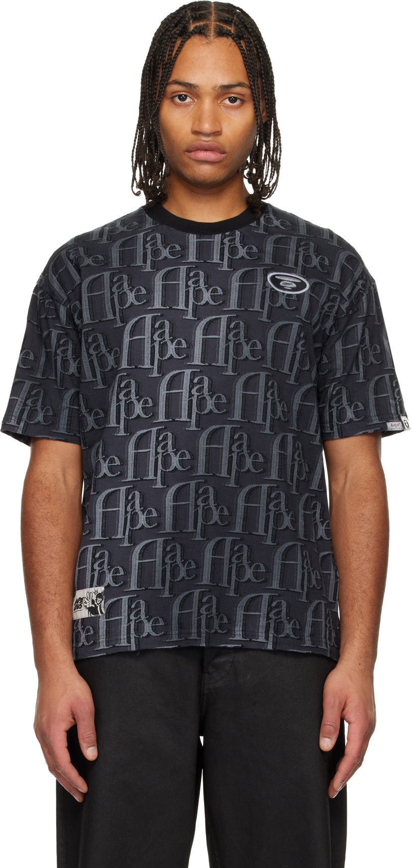 Tričko AAPE by A Bathing Ape Moonface Logo Embossed Monogram Short-Sleeve T-shirt Čierna | AAPTEM1664XXNBKE