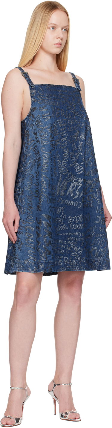 Šaty Versace Versace Jeans Couture Glitter Finish Denim Mini Dress Modrá | E78HAO95G_EDS025LF1, 3